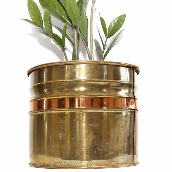 Vintage Other - Mid Century Modern Round Brass Planter